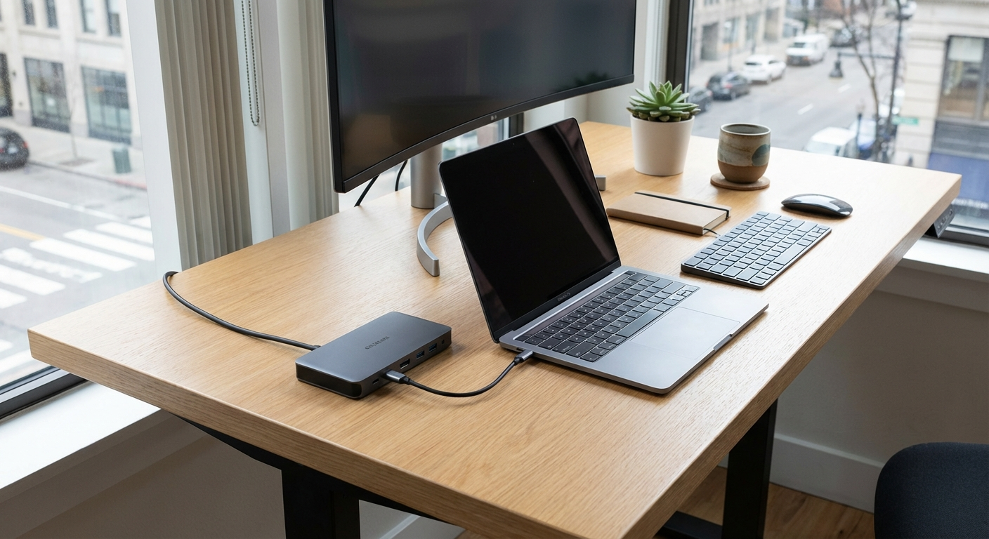 USB-C Dock in use on desk